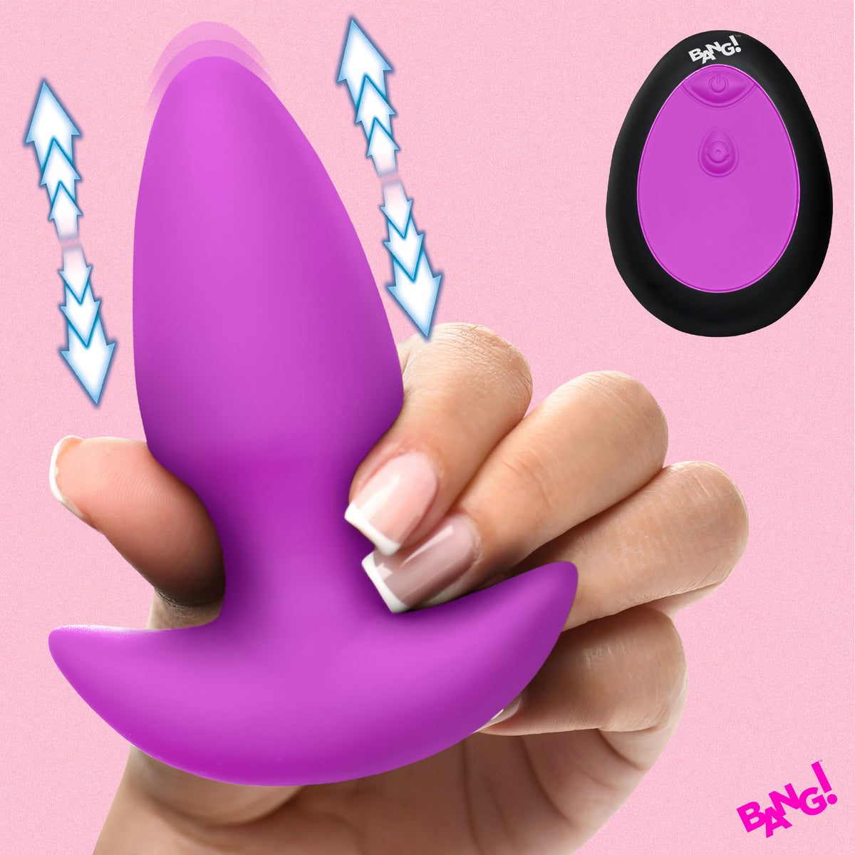 Thrusting and Vibrating Silicone Butt Plug - Purple
