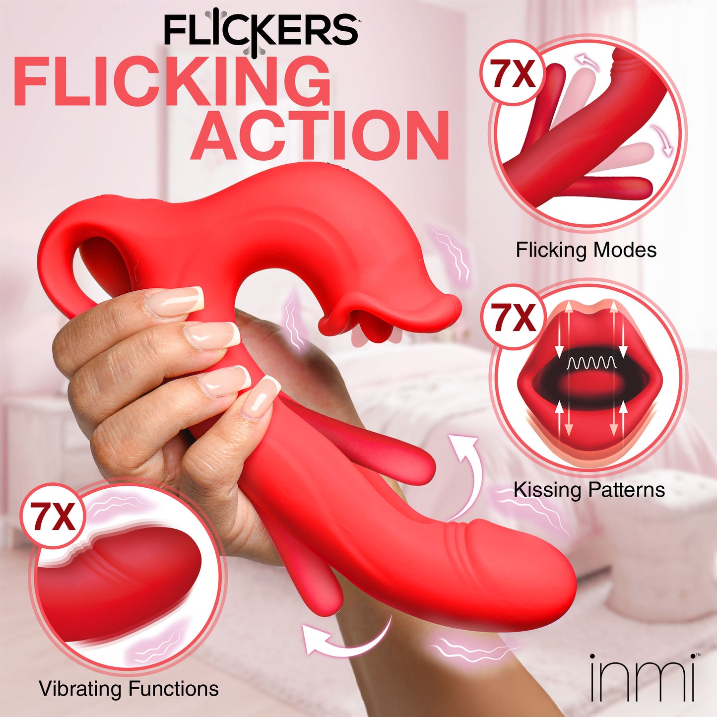 Kissing and Flicking Silicone Vibrator