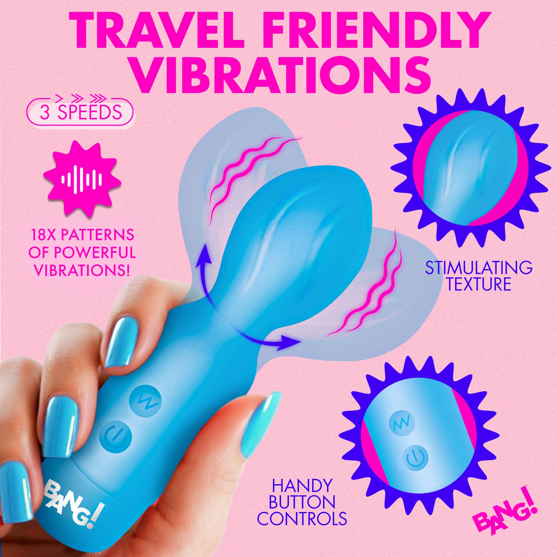 18X Vibrating Silicone Mini Wand - Blue