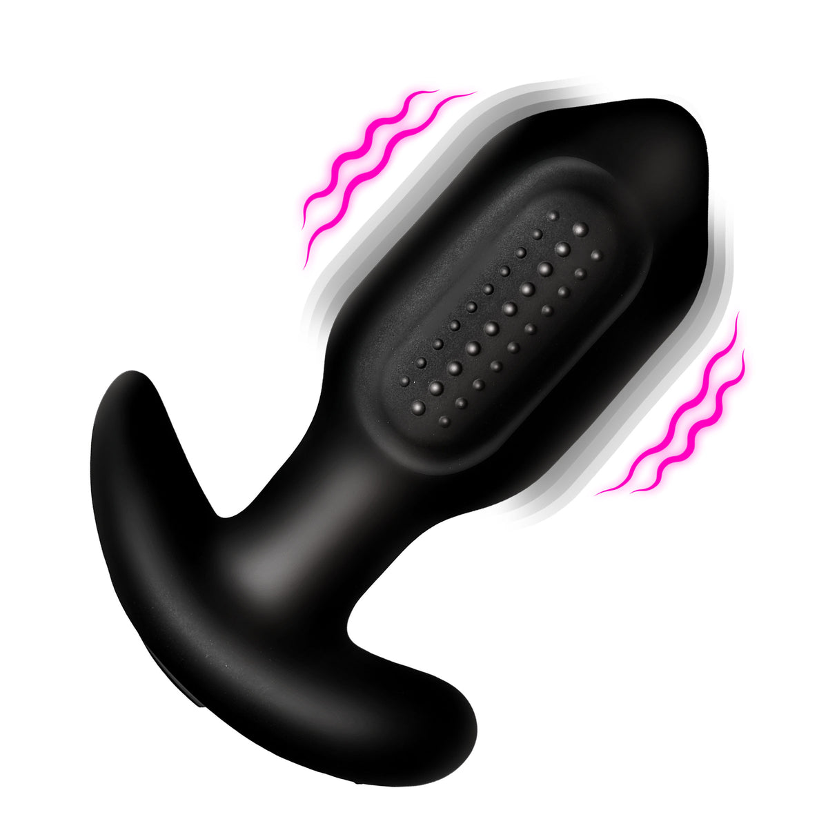 Bumpy Vibrating Silicone Butt Plug - Black