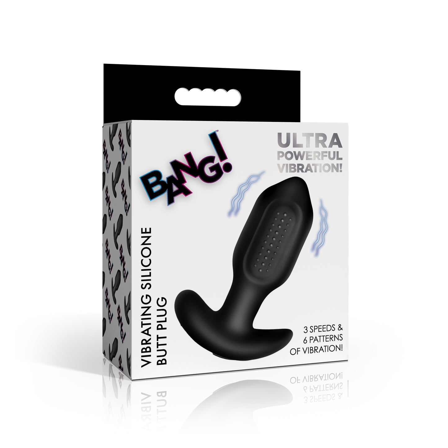 Bumpy Vibrating Silicone Butt Plug - Black