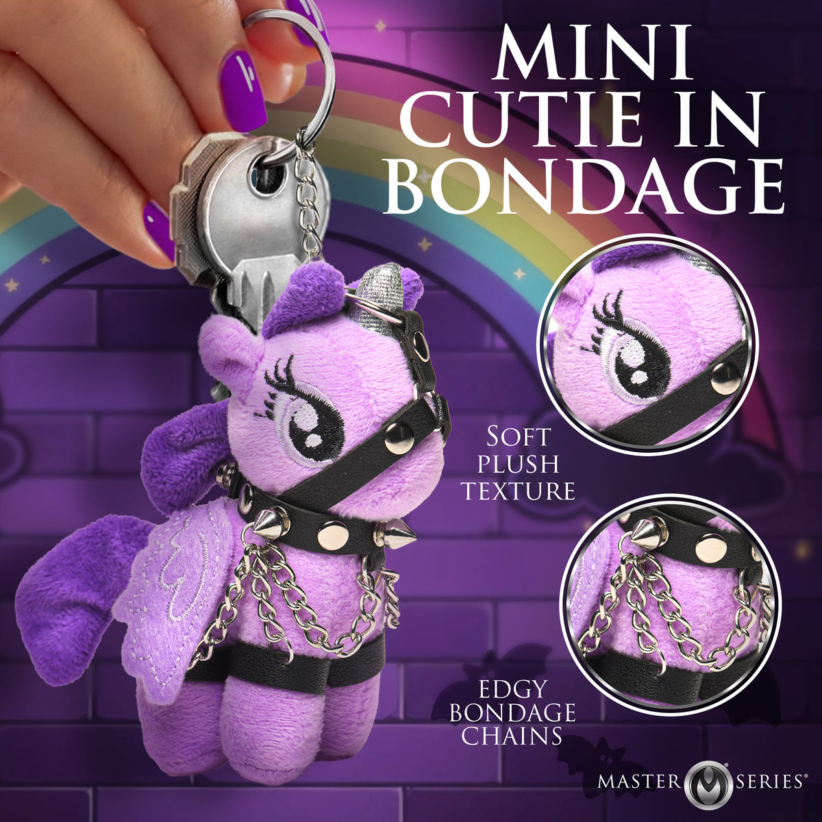 Raven Plum Bondage Pony Keychain - Purple