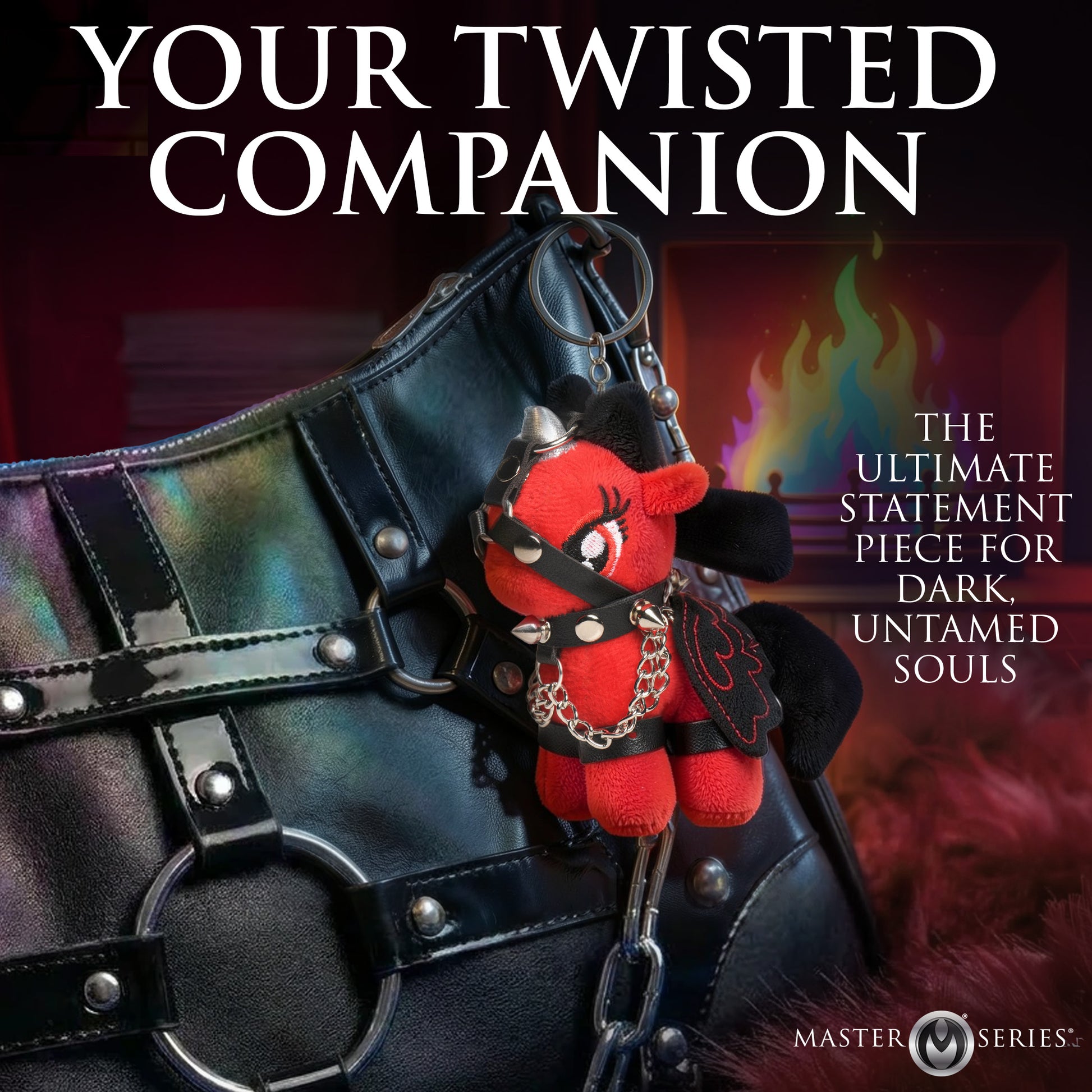 Scarlett Chainheart Bondage Pony Keychain - Red