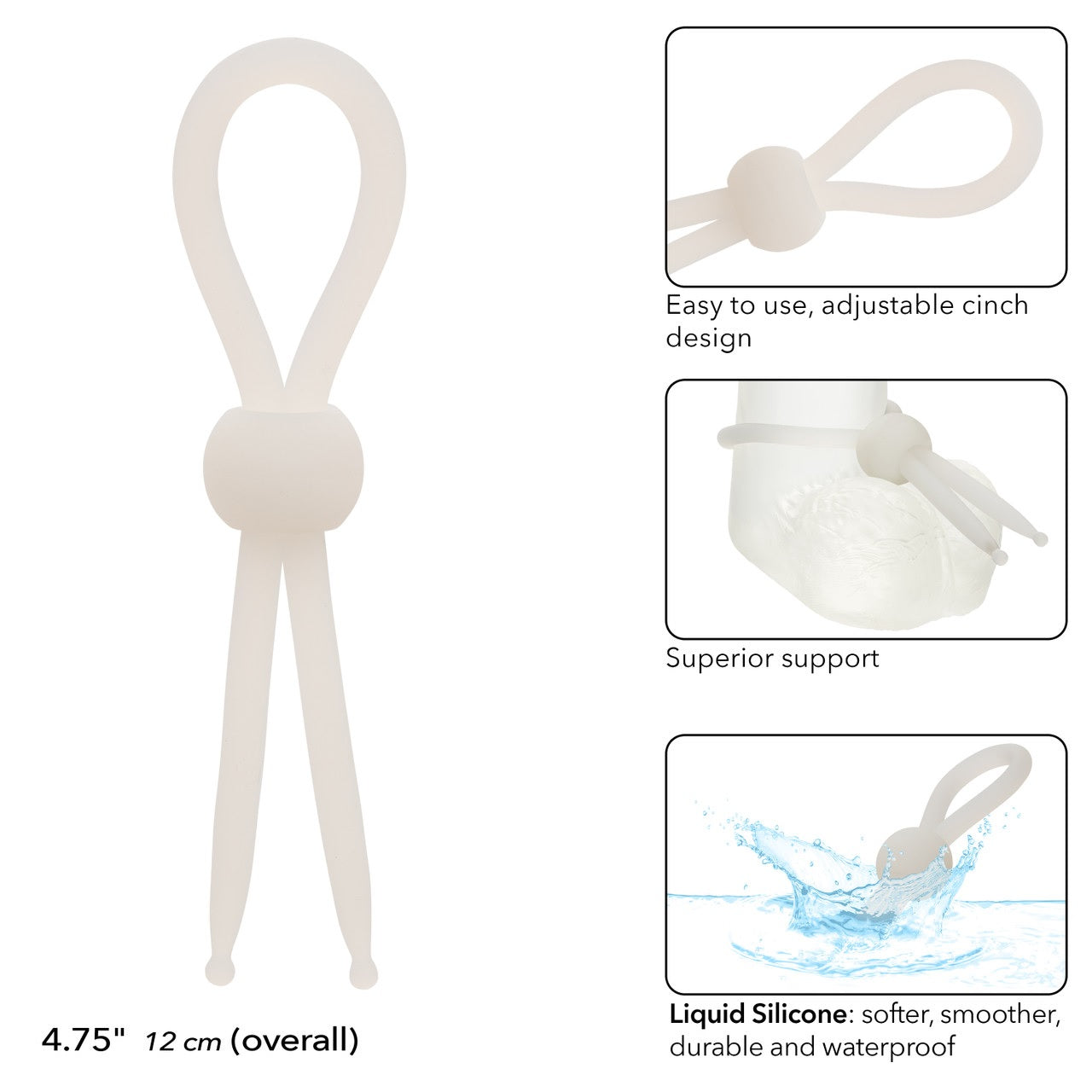 Alpha Liquid Silicone Lasso Cock Ring - Natural