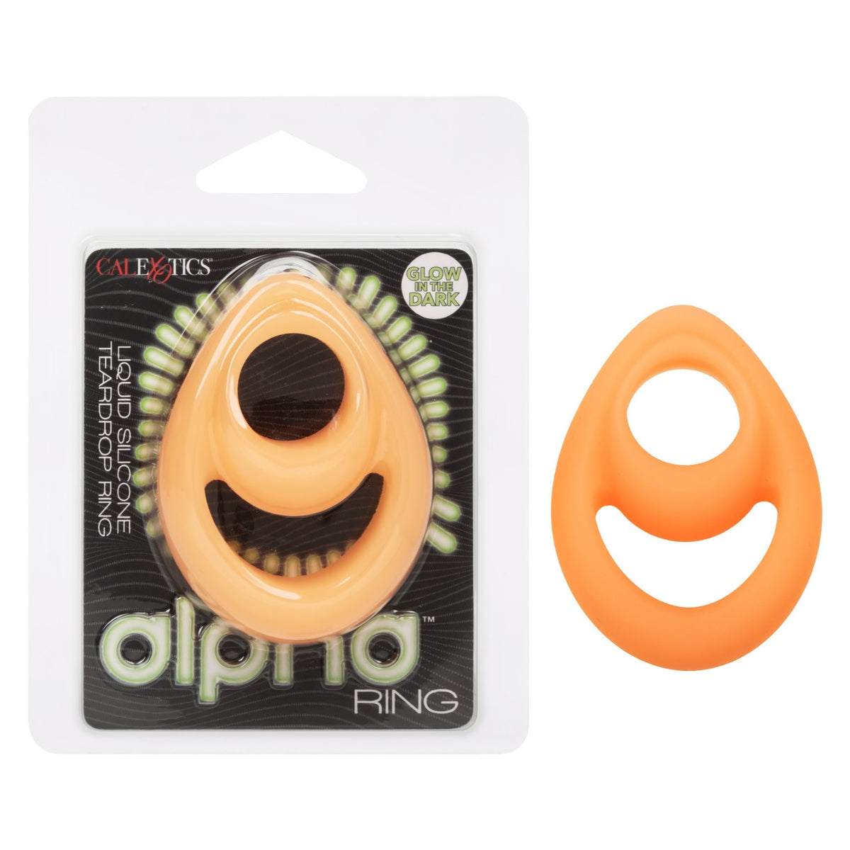 Alpha Liquid Silicone Glow In The Dark Teardrop Cock Ring