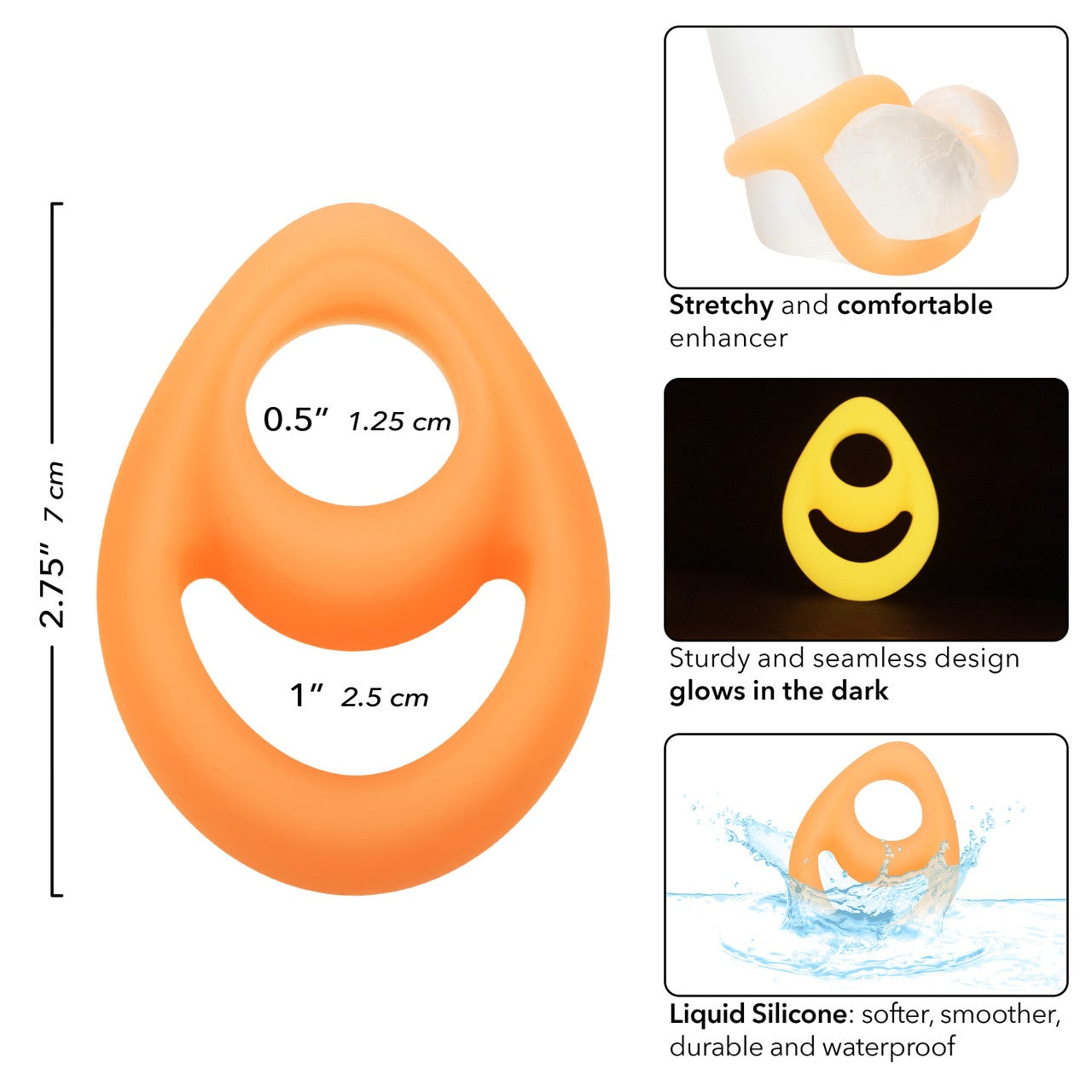 Alpha Liquid Silicone Glow In The Dark Teardrop Cock Ring