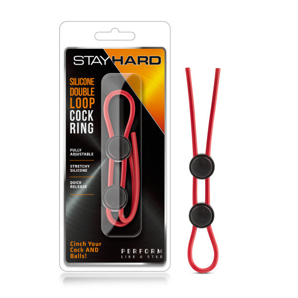 Stay Hard Silicone Dbl Loop Cockring Red