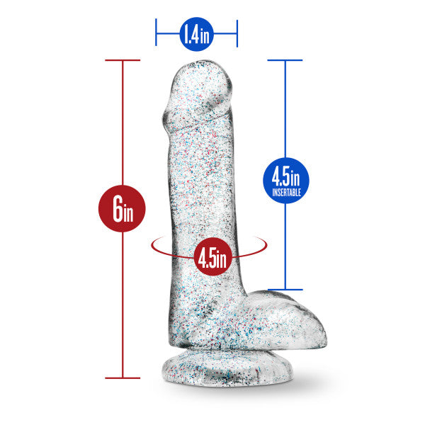 Naturally Yours - 6" Glitter Cock - Sparkling Clear