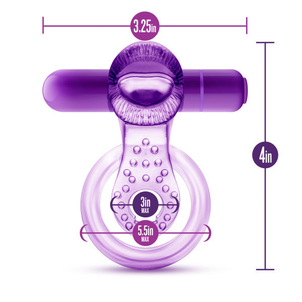 Play With Me - Lick It - Vibrating Double Strap Cockring - Purple