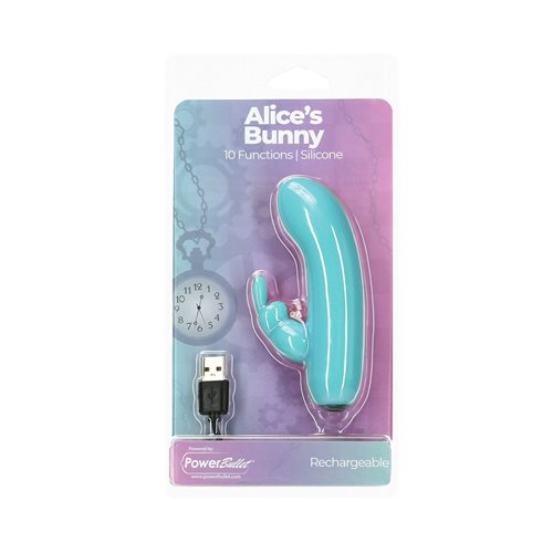Alices Bunny Rechargeable Bullet With Removable Rabbit Sleeve Teal