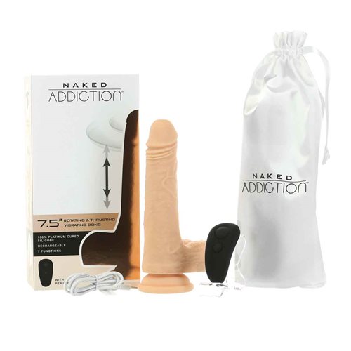 Naked Addiction 7.5 The Freak Vibrating Rotating & Thrusting Dong Vanilla"