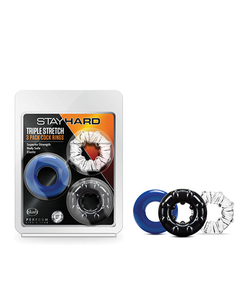 Stay Hard Triple Stretch 3pk Cock Rings