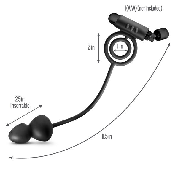 Blush Anal Adventures Platinum Silicone Anal Plug With Vibrating C Ring - Black