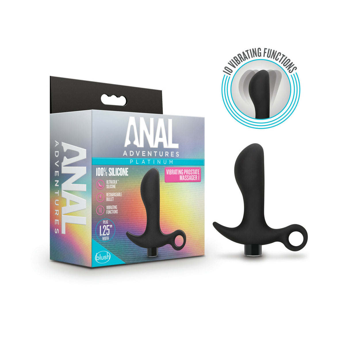 Blush Anal Adventures Platinum Silicone Vibrating Prostate Massager 01 - Black