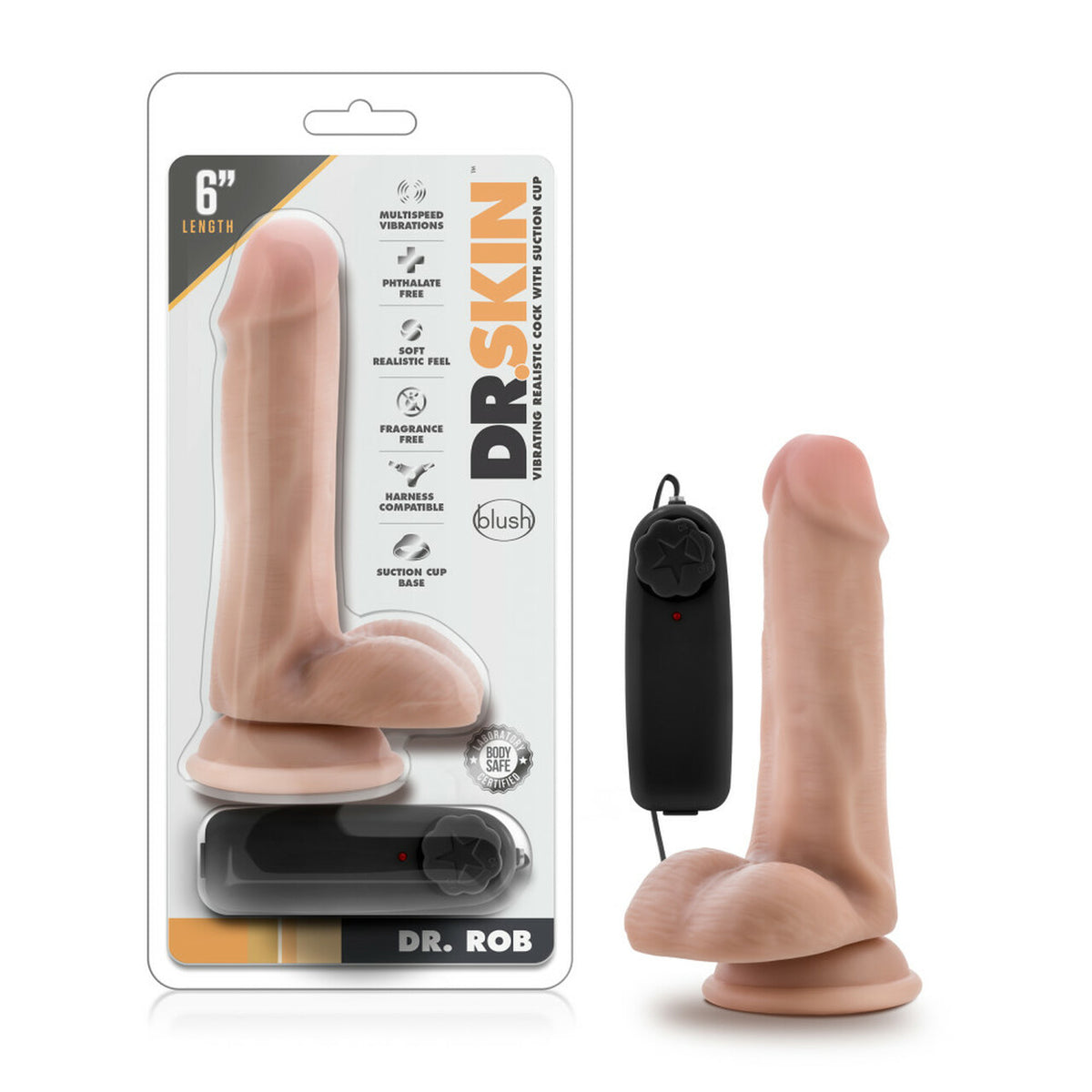 Dr. Skin - Dr. Rob - 6in Vibrating Cock With Suction Cup - Vanilla
