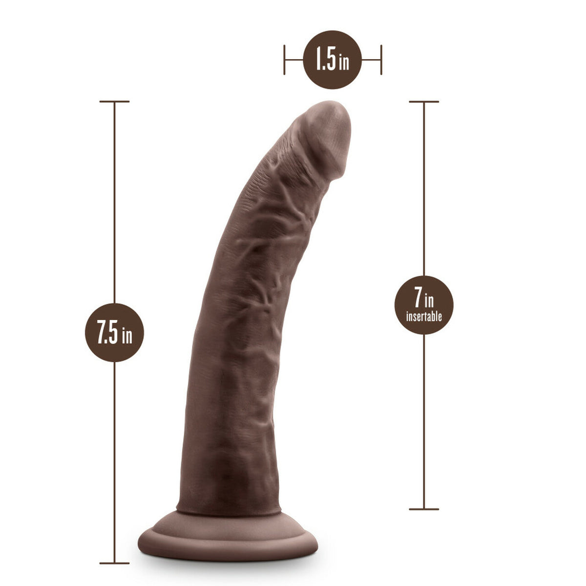 Au Naturel Jack Dildo 7 In. Chocolate