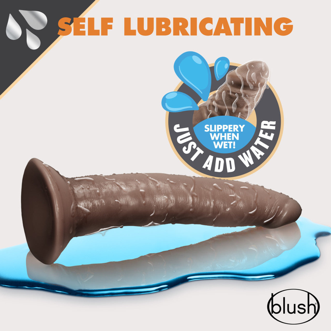 Dr. Skin Glide Self-lubricating Dildo 7.5 In. Chocolate
