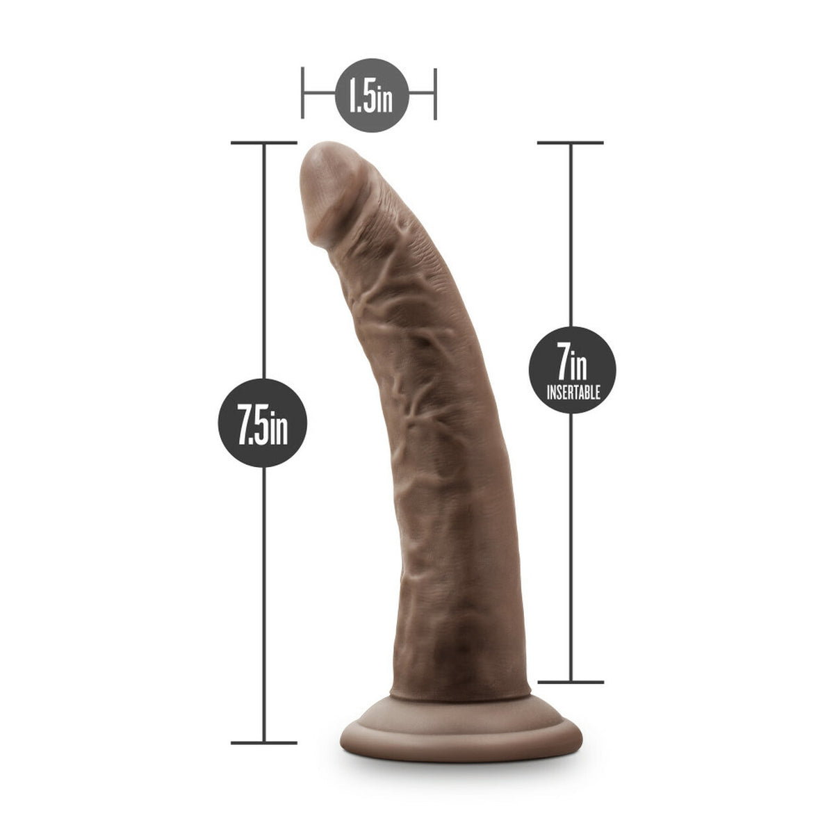 Dr. Skin Glide Self-lubricating Dildo 7.5 In. Chocolate