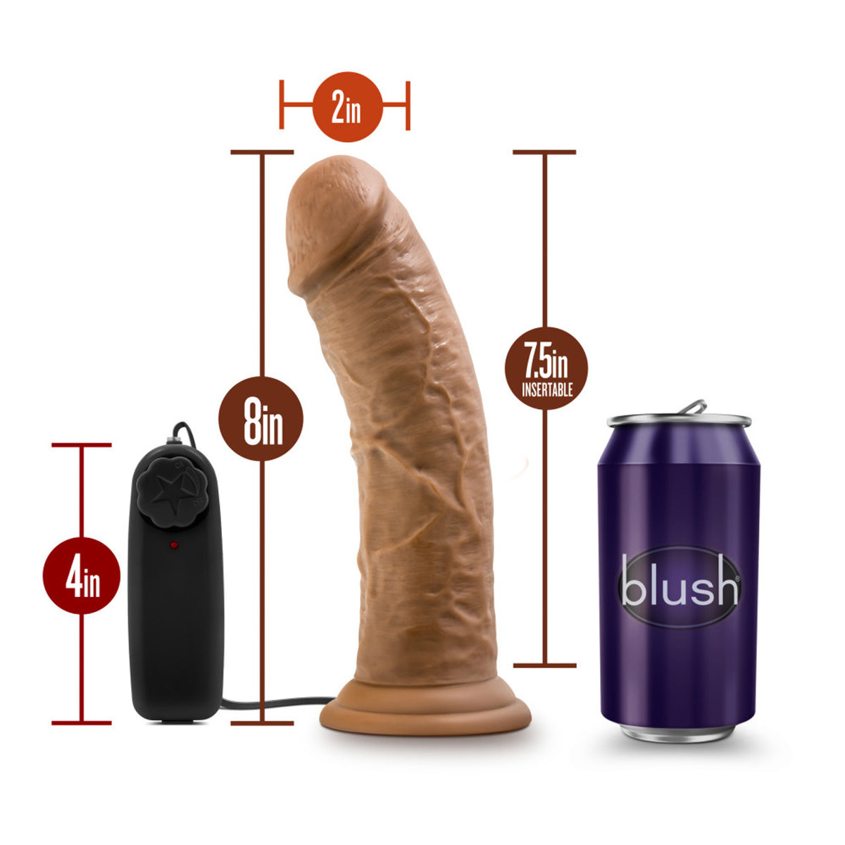 Dr. Skin - Dr. Joe - 8 Inch Vibrating Cock With Suction Cup - Mocha