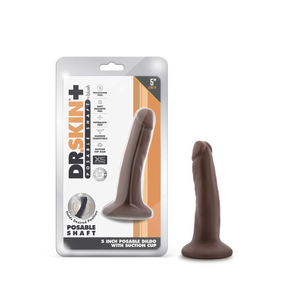 Dr. Skin Plus Posable Dildo 5 In. Chocolate