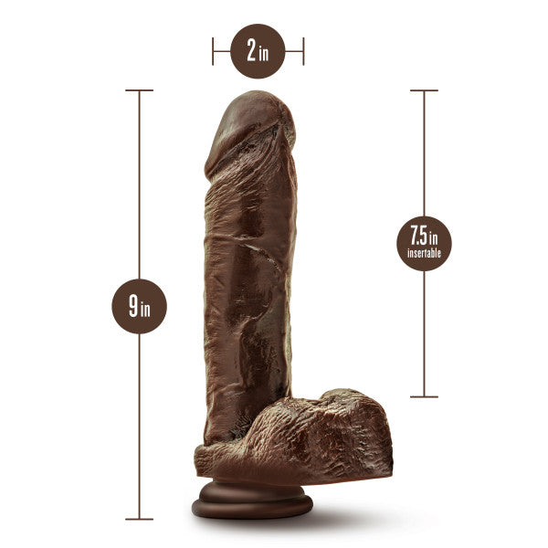Dr. Skin Plus Thick Posable Dildo With Balls 9 In. Chocolate
