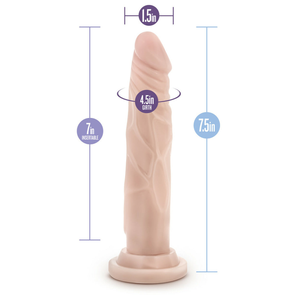 Dr. Skin Dr. Carter Dong With Suction Cup Silicone 7 In. Vanilla
