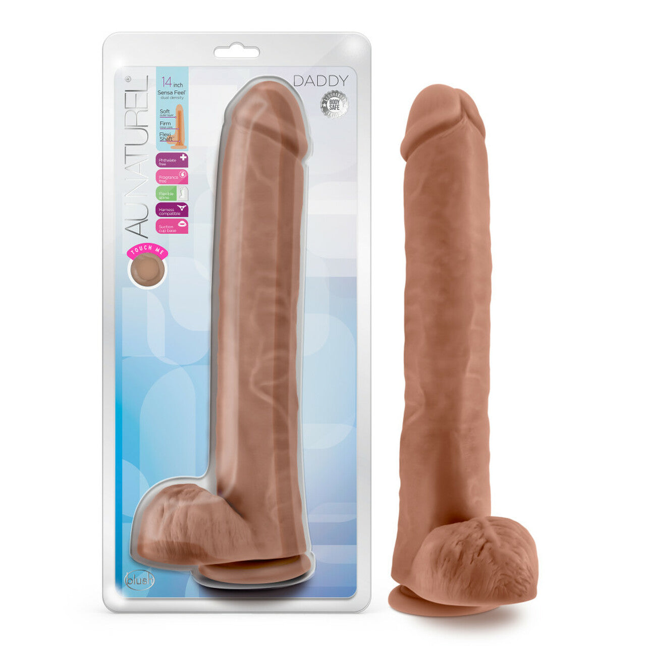 Au Naturel Daddy Dildo 14 In. Mocha