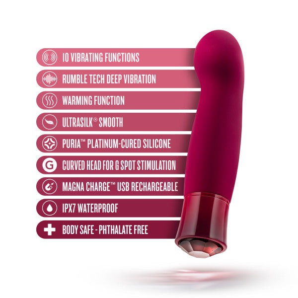 Blush Oh My Gem Classy Rechargeable Warming Silicone G-spot Vibrator Garnet