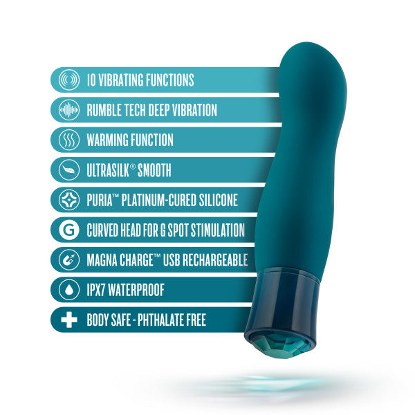 Blush Oh My Gem Fierce Rechargeable Warming Silicone G-spot Vibrator Blue Topaz