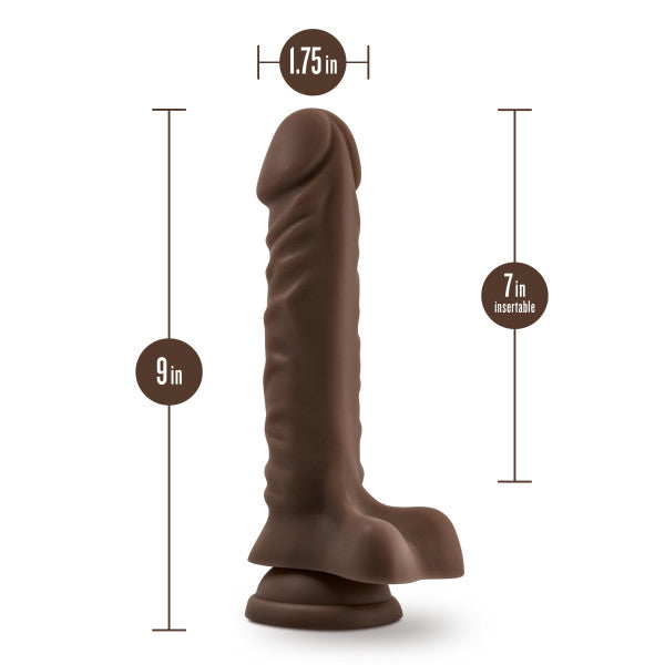 Dr. Skin Plus Posable Dildo With Balls 9 In. Chocolate