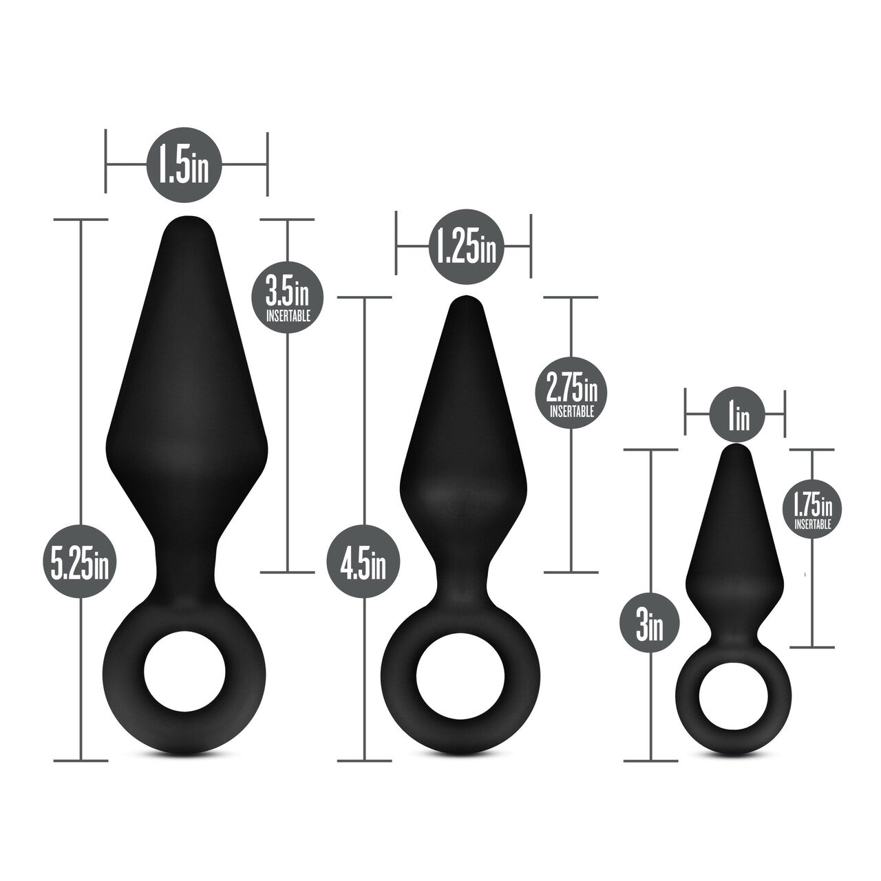 Blush Anal Adventures Platinum Silicone Loop Plug Kit - Black