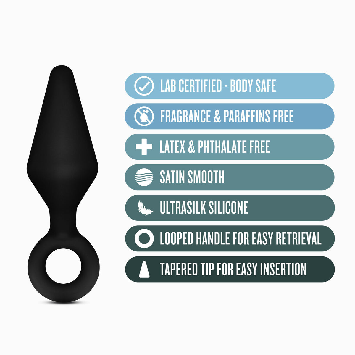 Blush Anal Adventures Platinum Silicone Loop Plug Kit - Black