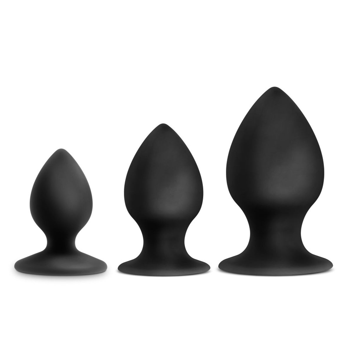 Anal Adventures Platinum - Silicone Anal Stout Plug Kit - Black