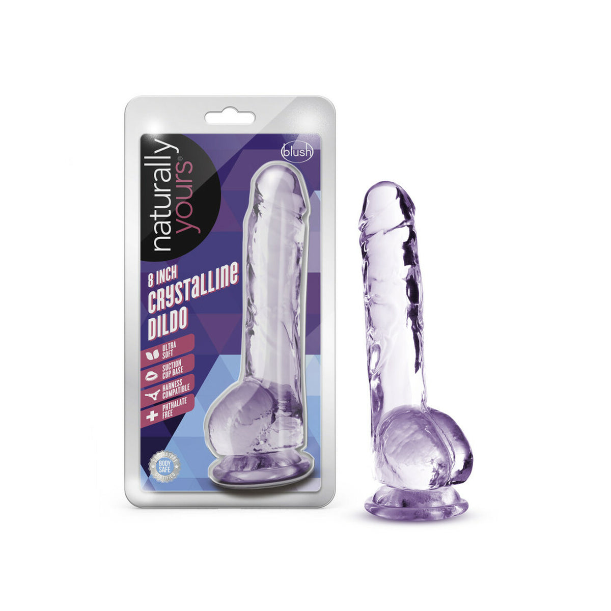 Naturally Yours Crystalline Dildo 8 In. Amethyst