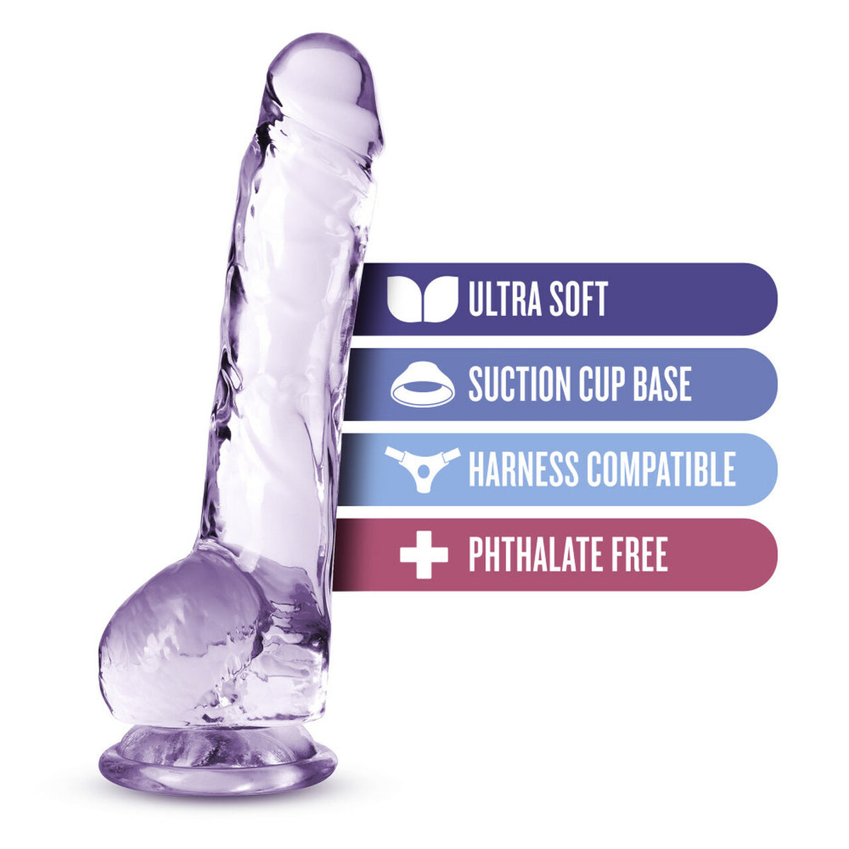 Naturally Yours Crystalline Dildo 8 In. Amethyst