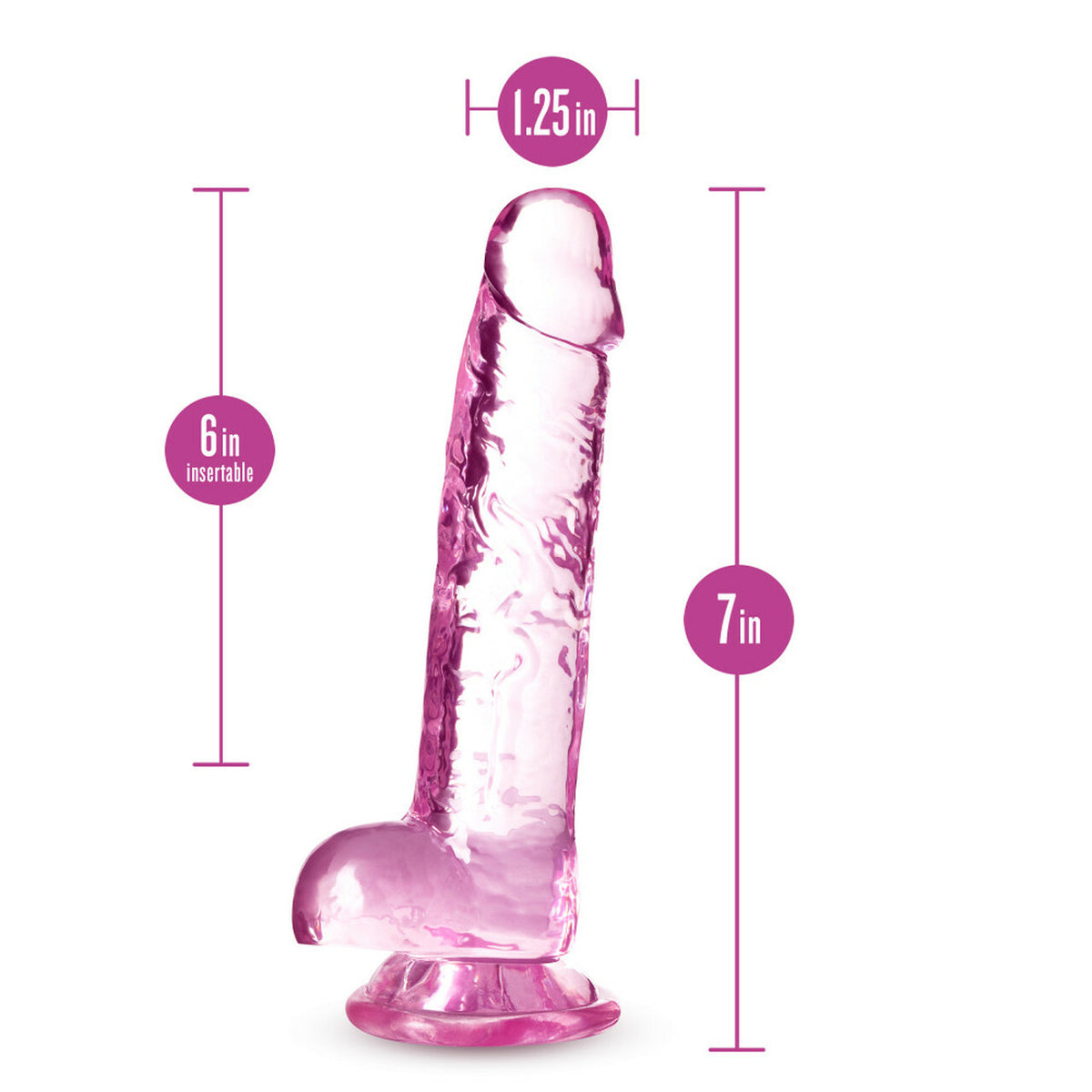 Naturally Yours Crystalline Dildo 7 In. Rose