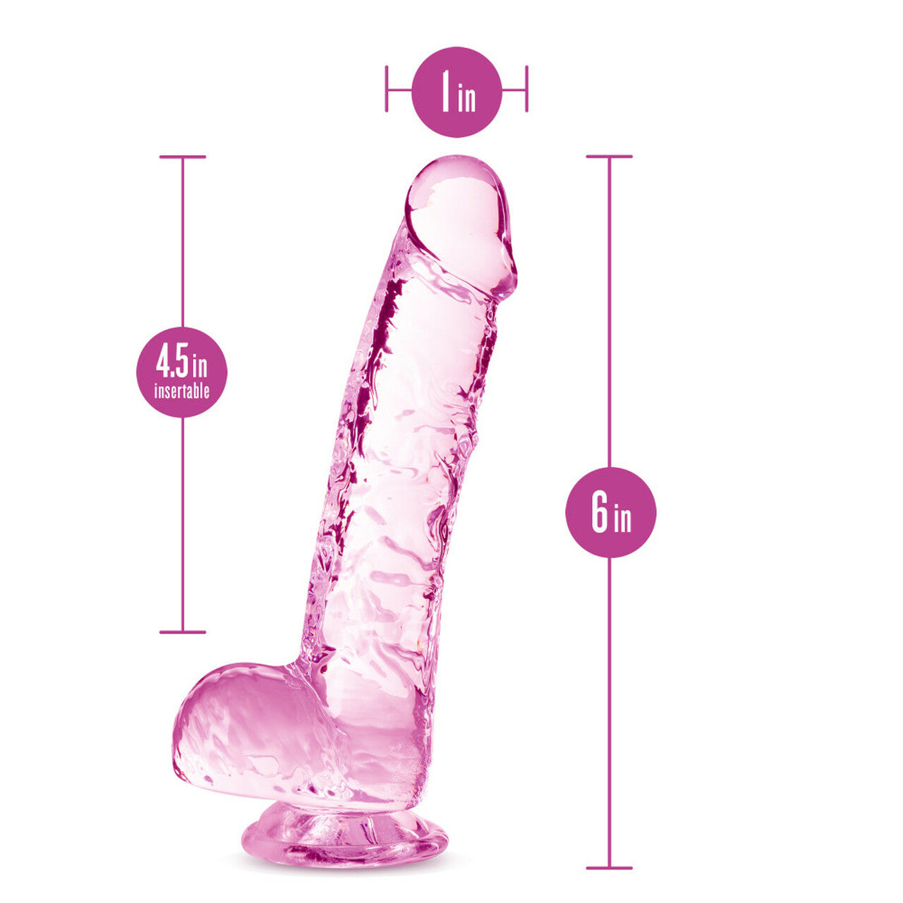 Naturally Yours Crystalline Dildo 6 In. Rose
