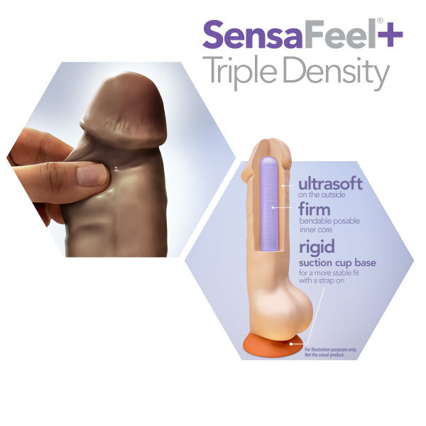 Dr. Skin Plus Thick Posable Dildo With Squeezable Balls 8 In. Chocolate