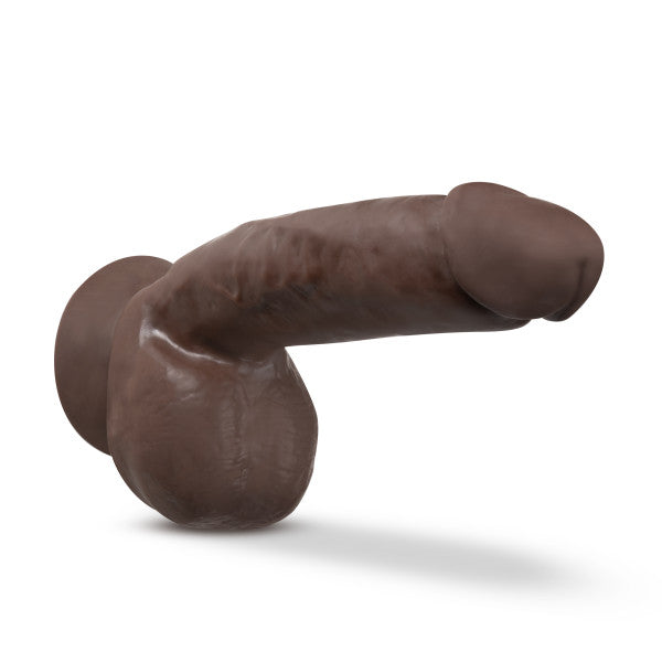 Dr. Skin Plus Thick Posable Dildo With Squeezable Balls 8 In. Chocolate