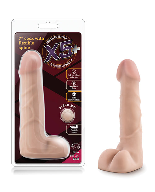 X5 7 inches Cock With Flexible Spine Dildo Beige