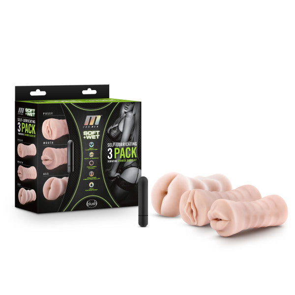 M For Men 3pk Self Lube Vibrating Stroker Kit