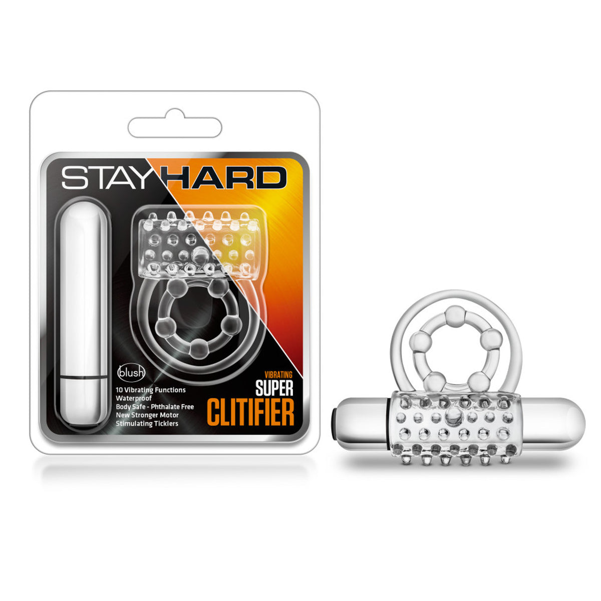 Blush Stay Hard Super Clitifier Cock Ring - Clear