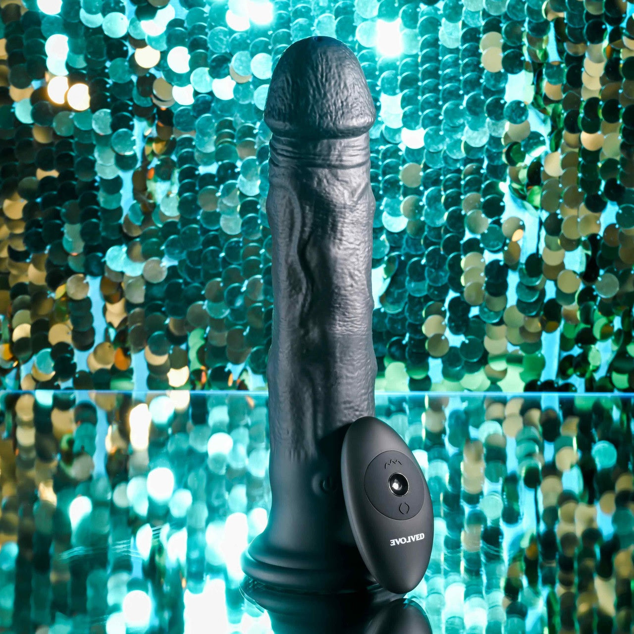 Evolved Black Thunder Vibrating Dildo With Moving Beads And Remote Control