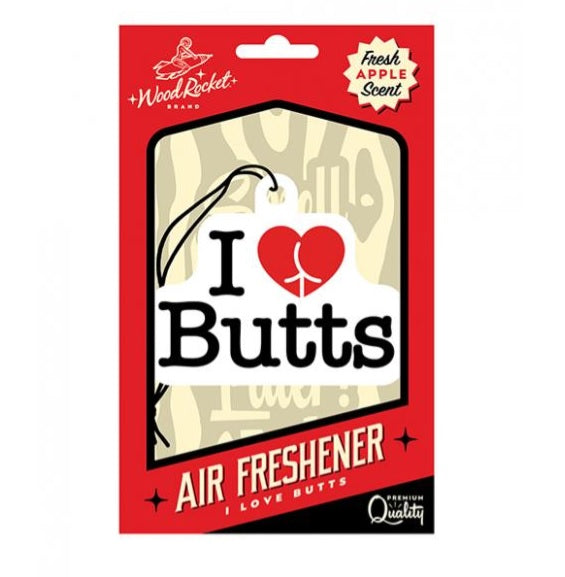 '=wood Rocket I Love Butts Air Freshener - Apple