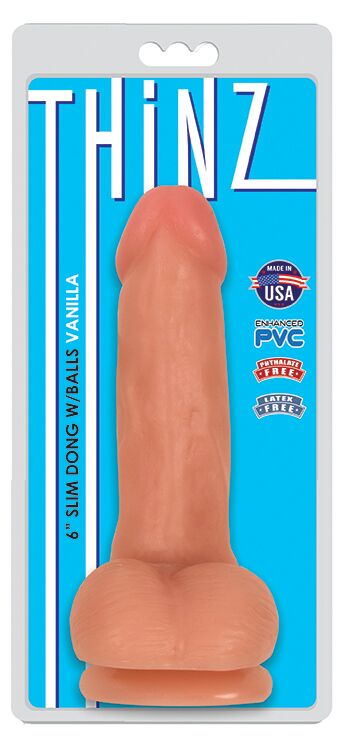 6 Inch Slim Dildo with Balls - Light