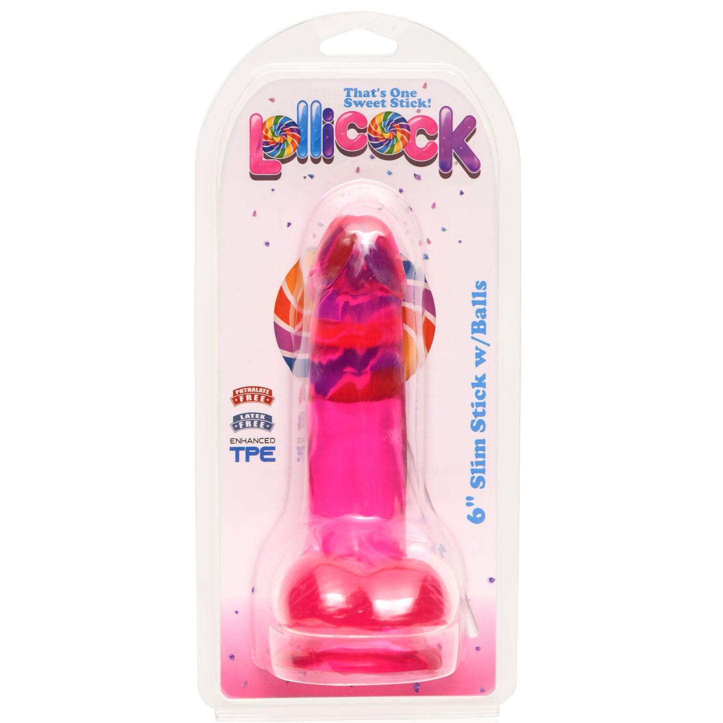 6 Inch Slim Stick with Balls Cherry Ice Dildo