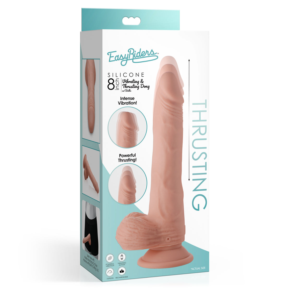 Thrusting and Vibrating 8 Inch Dildo - Light