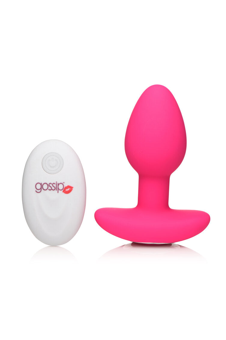10X Pop Rocker Vibrating Silicone Plug with Remote - Magenta
