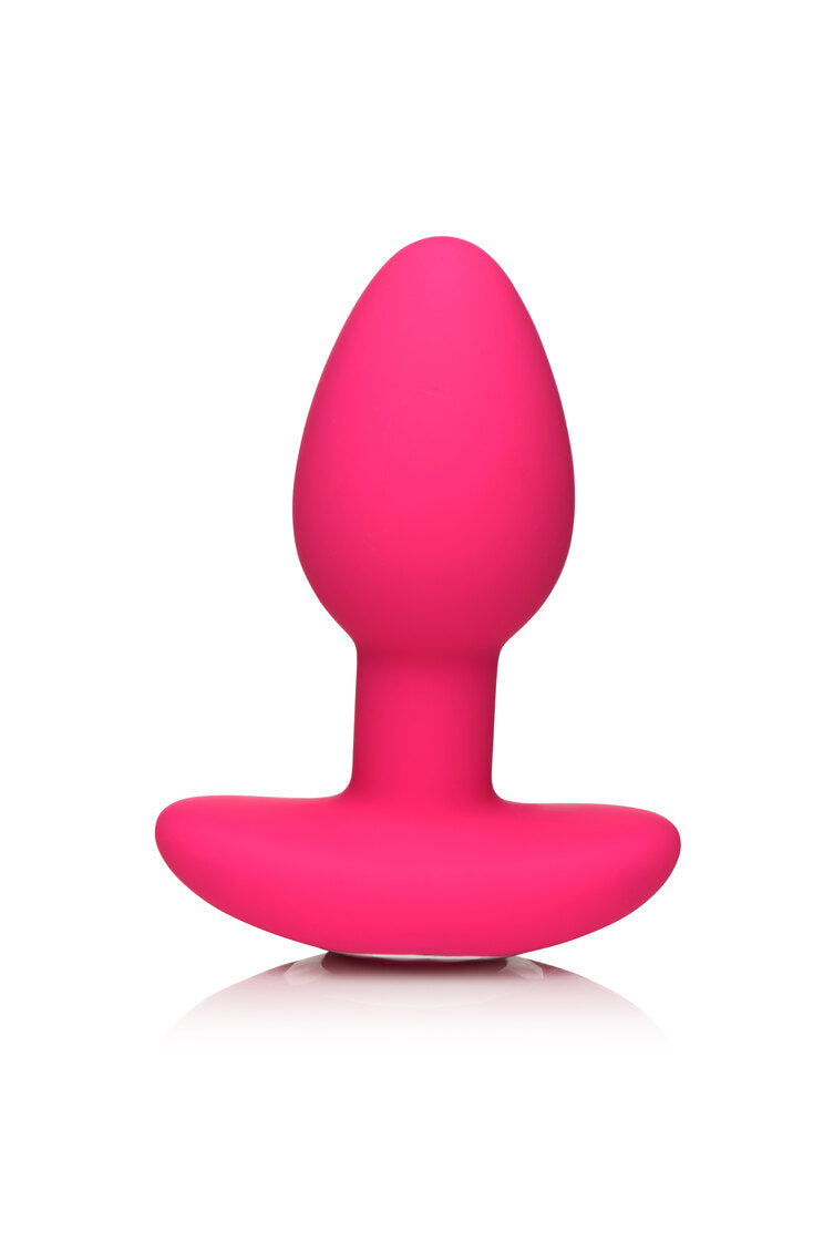 10X Pop Rocker Vibrating Silicone Plug with Remote - Magenta