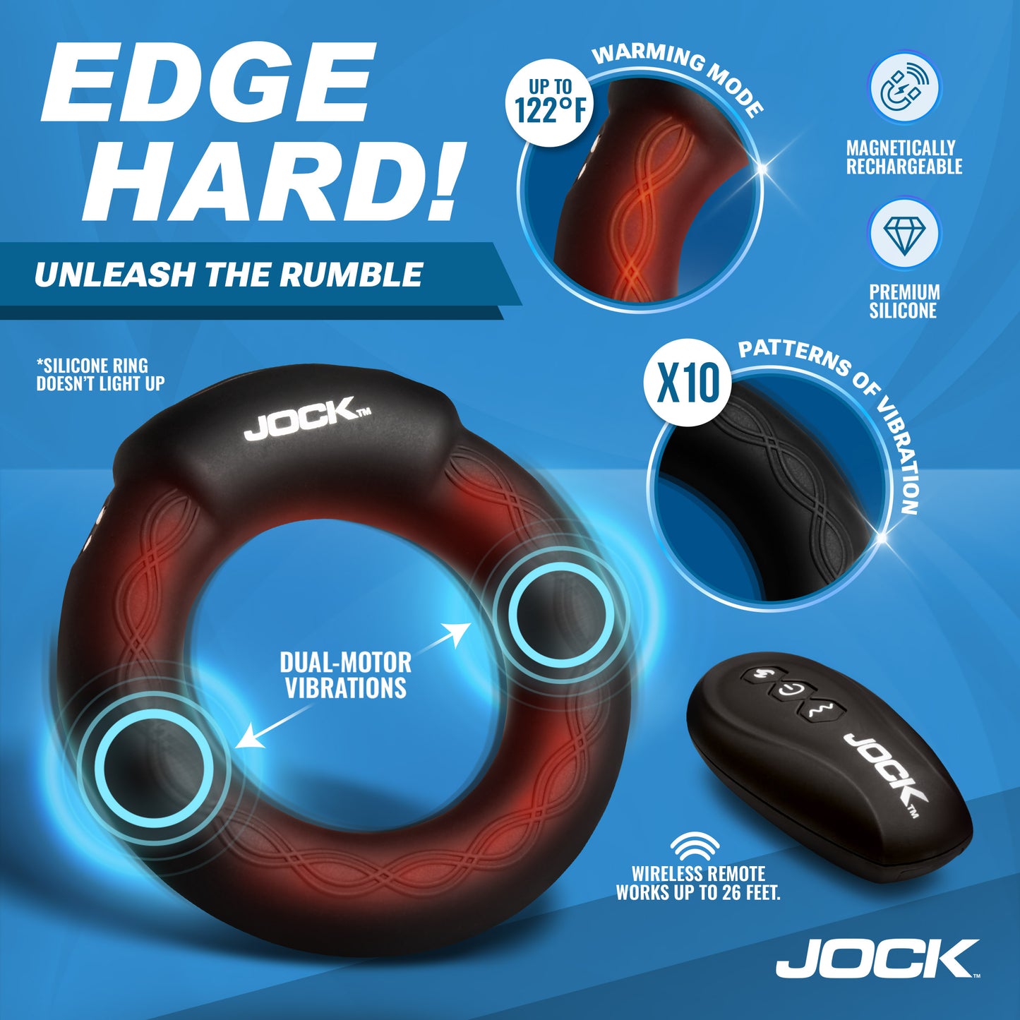 Rumbler Vibrating and Warming C-Ring - 1.8"